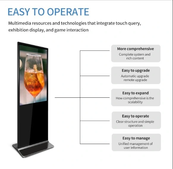 Floor Stand Digital Signage 43-55 Inch 3D Advertising Display Touch Screen Monitor Vertical Digital Signage Display LCD Digital Signage